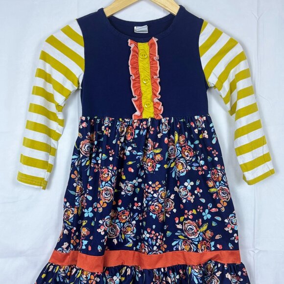 Girls Long Sleeve Floral Dress - Size 2XL (Fits Like 6/7) - Picture 1 of 5